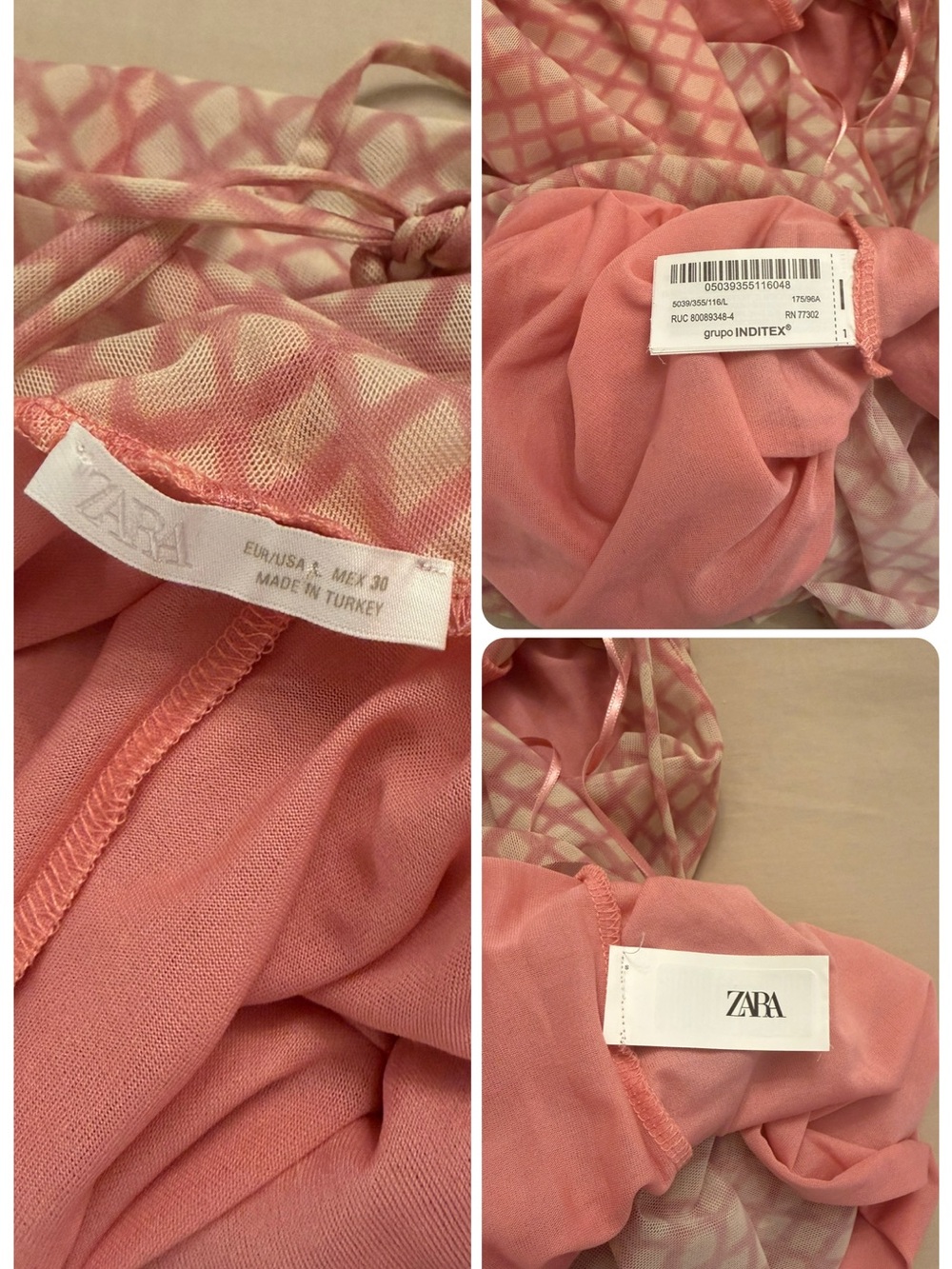 Zara Rose Pink Mesh Cowl Neck Maxi Dress Open Back Sheer Slip Dress Sz L - Picture 16 of 17